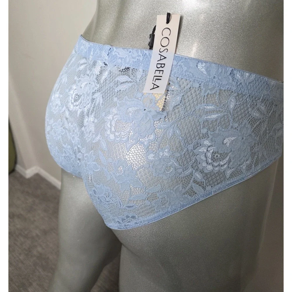 Cosabella Never Say Never Mens Lace Briefs Blue Floral Low Rise Underwear NWT‎